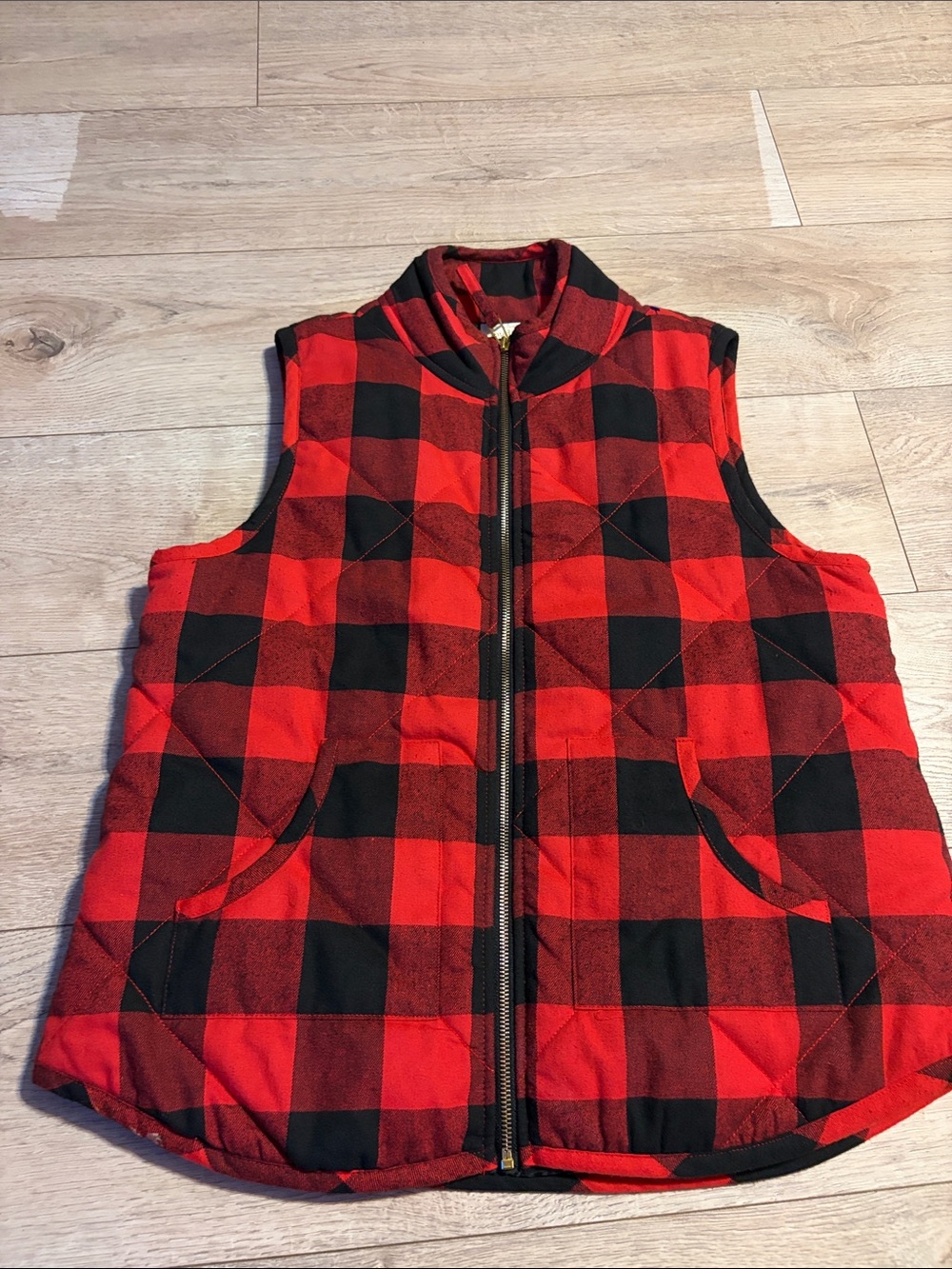 Mud Pie Red and Black Buffalo Plaid Quilted Vest
